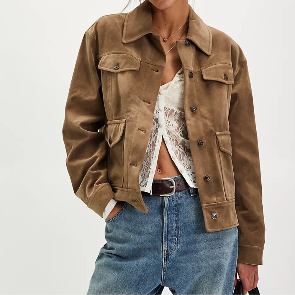 FREE PEOPLE We The Free Night Ranch Vegan Suede Jacket Size Small NWT